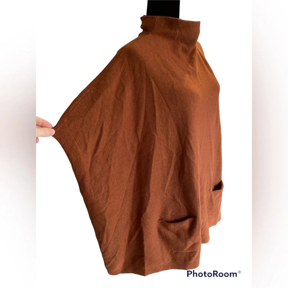 Moth Anthropologie Women's Pullover Rust Poncho Sweater Medium - Picture 3 of 11